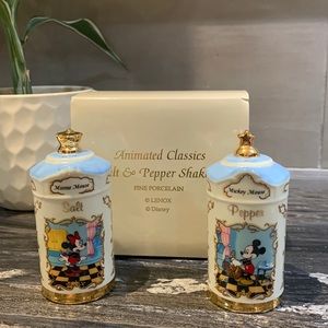 Lenox DISNEY 1997 Mickey & Minnie Mouse Porcelain SALT & PEPPER SHAKERS